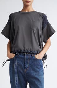 Sacai x Thomas Mason Paneled Mixed Media T-Shirt