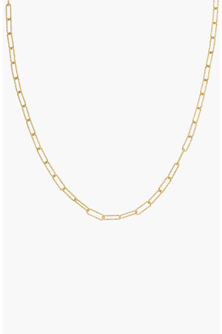 18k Gold Plated Sterling Silver Sinai Textured Chain Necklace Gift Idea, Main, color, Gold