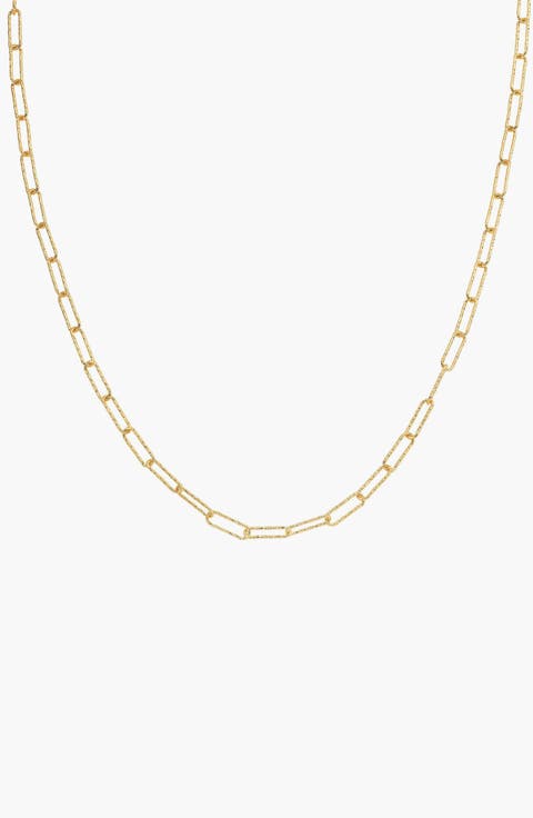 18k Gold Plated Sterling Silver Sinai Textured Chain Necklace Gift Idea