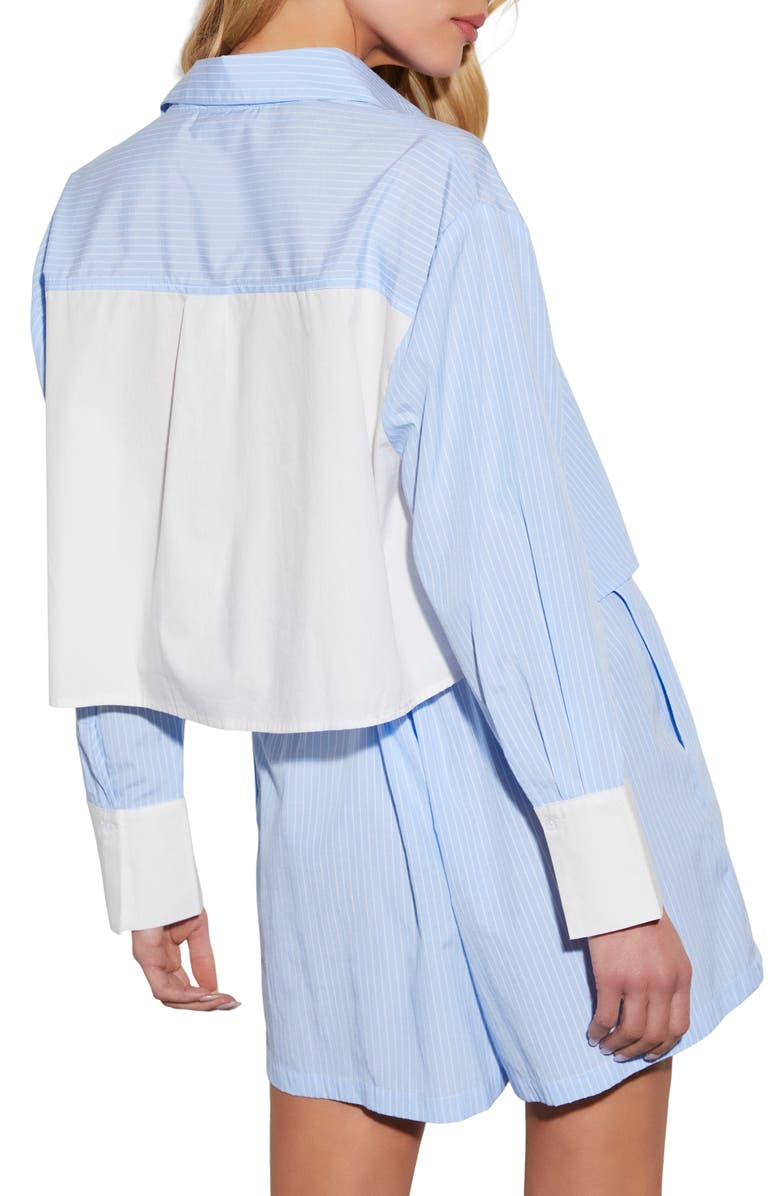 VICI Collection Stripe Colorblock Cotton Crop Button-Up Shirt, Alternate, color,