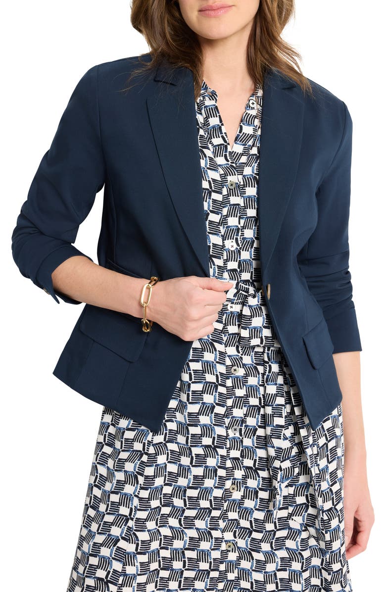 NIC+ZOE Seasonless Cotton Blend Blazer, Main, color, Dark Indigo