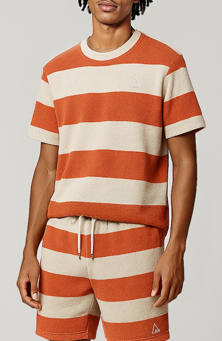 D.RT Classic Stripe Terry T-Shirt, Alternate, color, White / Pink