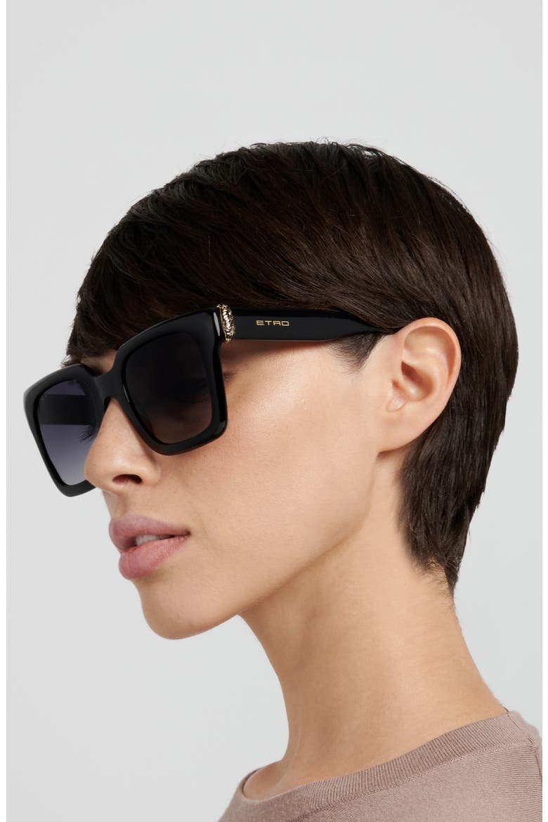 0157/S 52mm Gradient Square Sunglasses, Alternate, color, BLACK/ DARK GREY SF