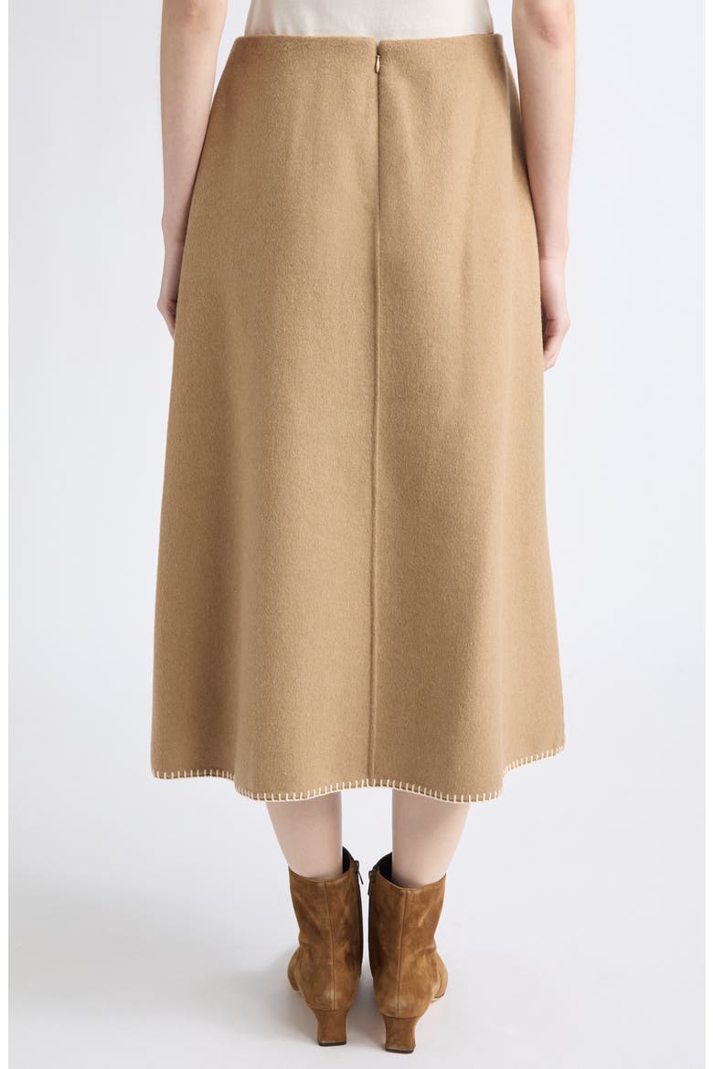 Blanket Stitch Wool Blend Wrap Midi Skirt, Alternate, color, CAMELETTO