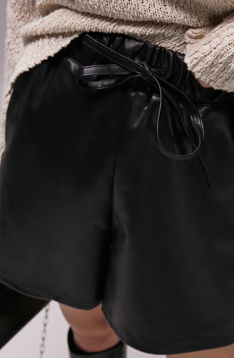 Topshop Faux Leather Drawstring Shorts, Alternate, color,