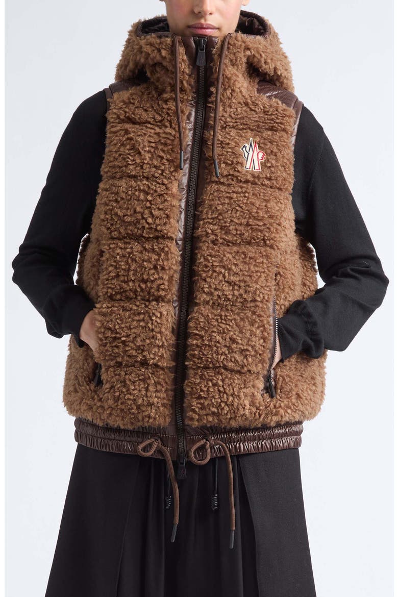 Faux Shearling Down Vest, Main, color, COCOA CREME