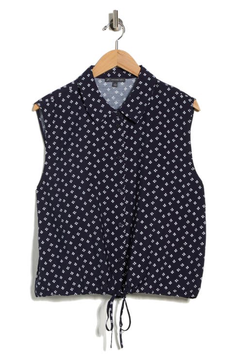 Floral Sleeveless Button-Up Top