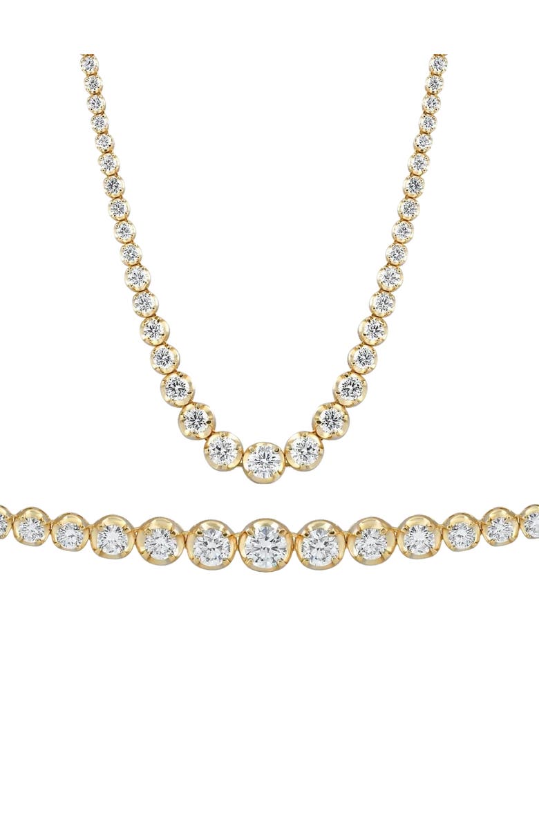 Bliss Diamond 11 1/2Ct Graduated Diamond Tennis Necklace 14k Gold Lab Grown, Main, color, 14K Yellow Gold