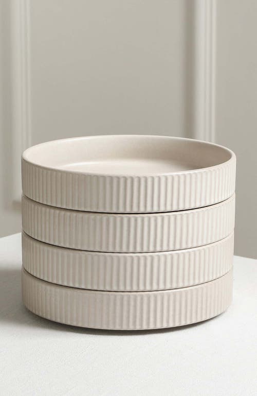Stone Lain Haven Stoneware 4-piece Pasta Bowl Set In White