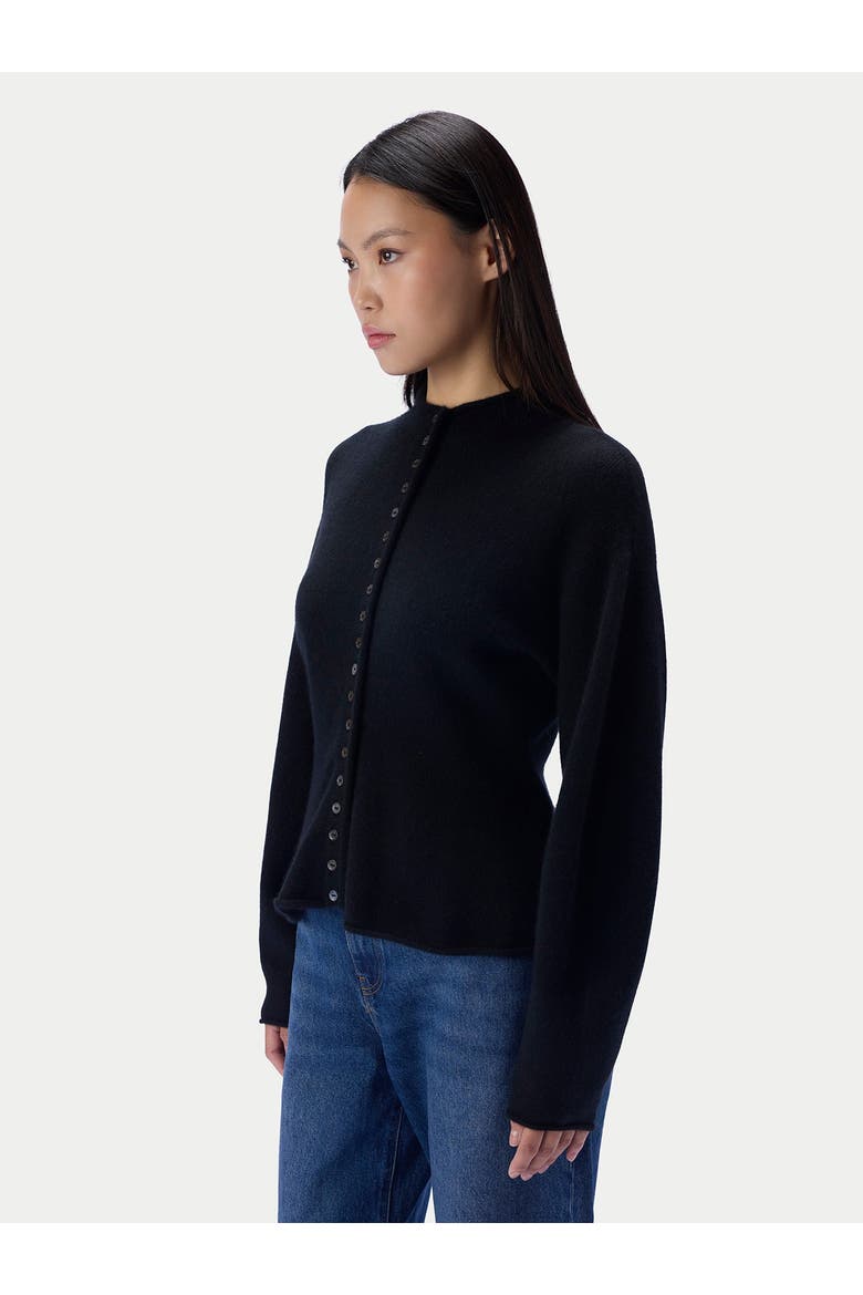 Cashmere High-neck Buttoned Cardigan, Alternate, color, black