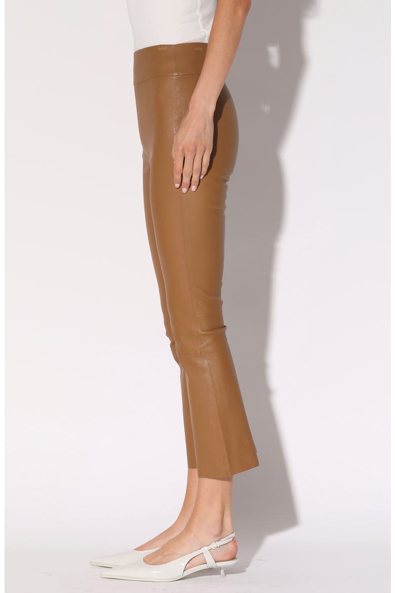 Luisa Leather Crop Flare Leg Pants, Alternate, color, CAMEL
