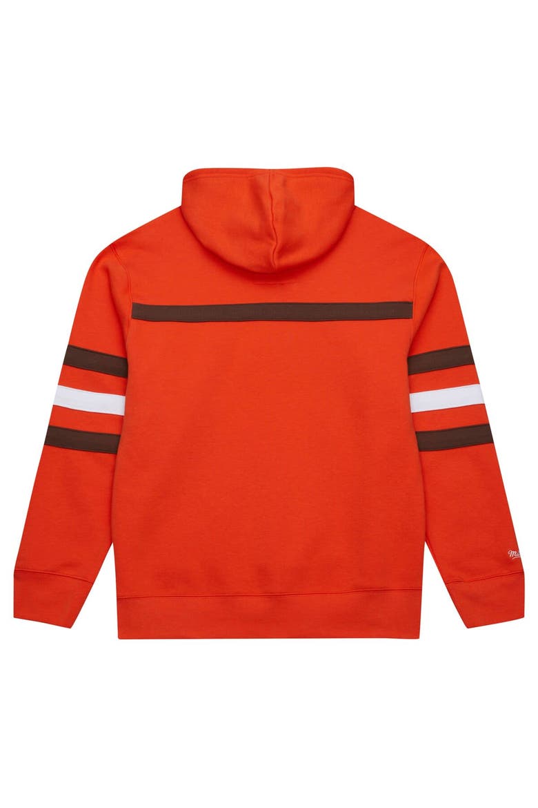 Men's  Orange Cleveland Browns Vintage Logo Head Coach Fleece Pullover Hoodie, Alternate, color, Orange