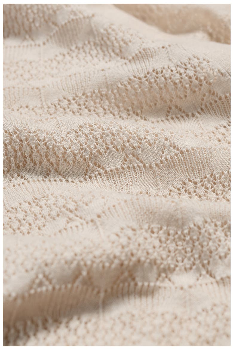Sweet Day Pointelle Organic Cotton Cardigan, Alternate, color, KNIT MELANGE CHALK