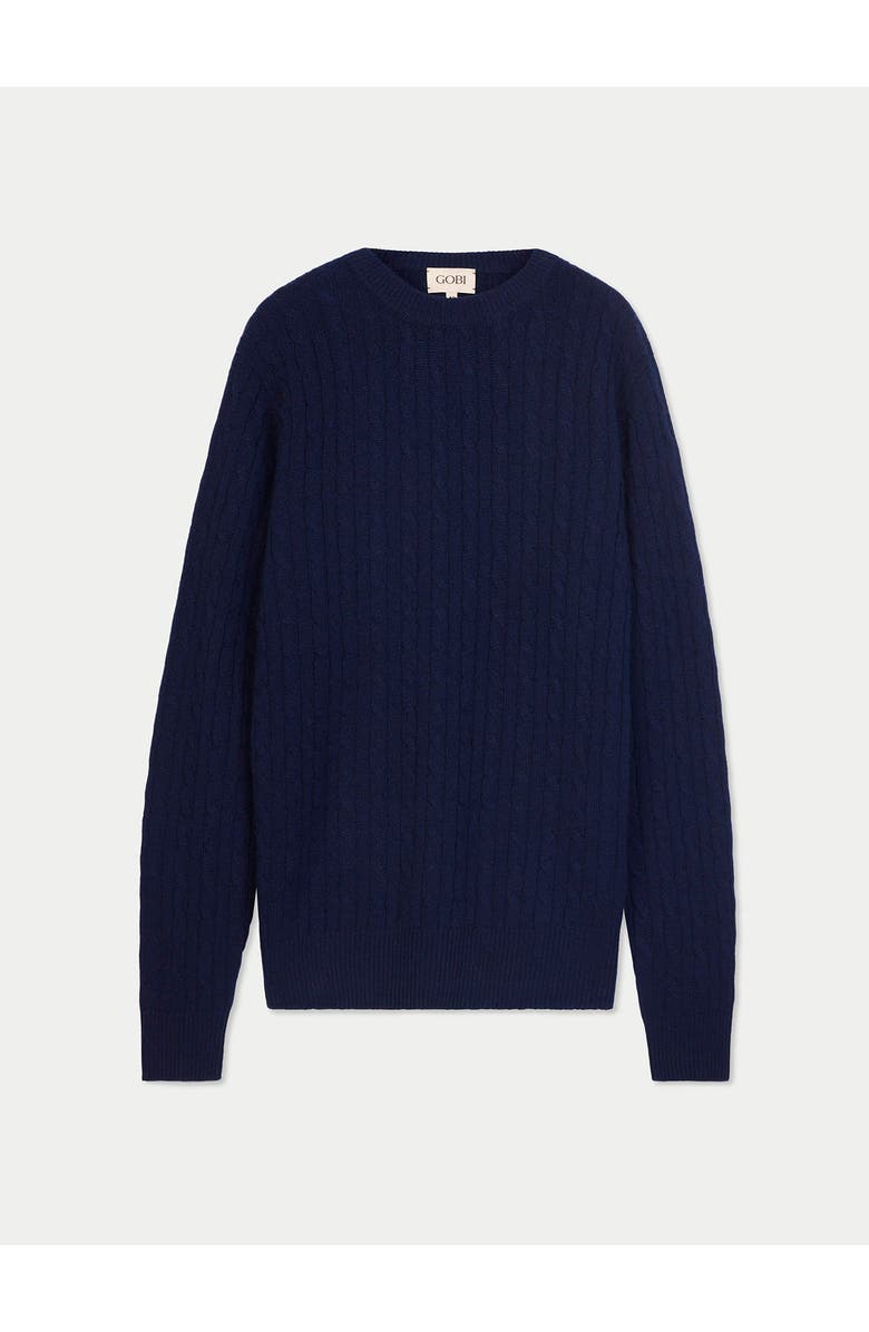 Gobi Cashmere Cashmere Cable-Knit Sweater, Main, color, Navy