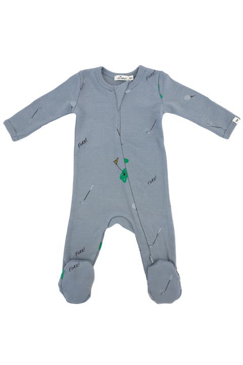 Golf Print Zipper Footie