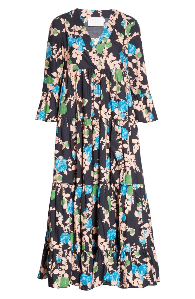 La DoubleJ Floral Tiered Ruffle Cotton Dress, Alternate, color, 