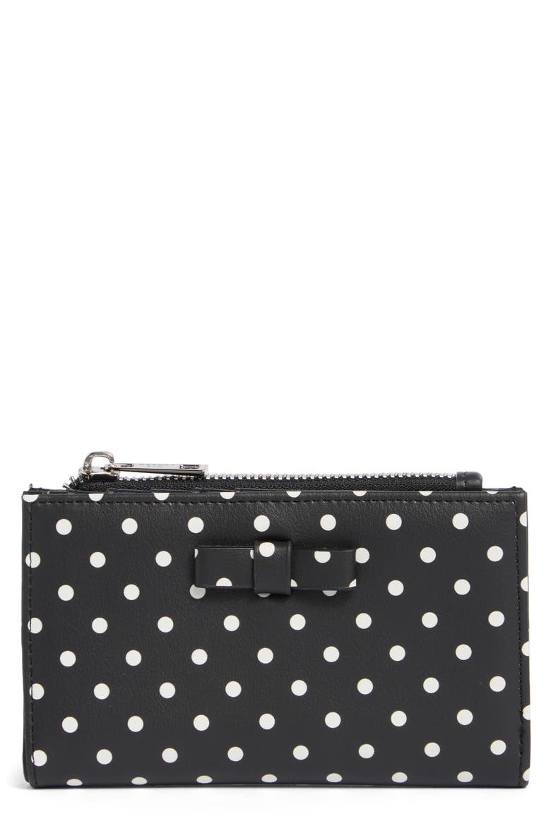 Faux Leather Snap Wallet, Main, color, POLKA DOT
