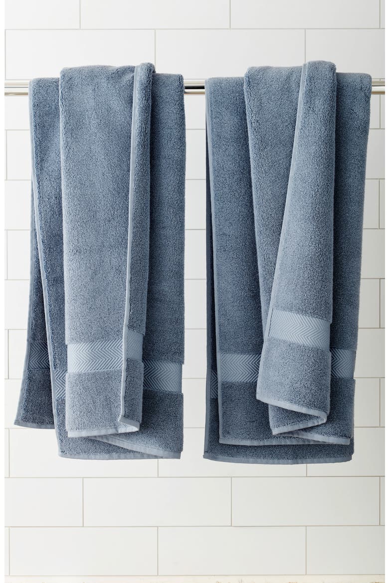 Set of Two Organic Hydrocotton Bath Towels, Alternate, color, BLUE CHIP