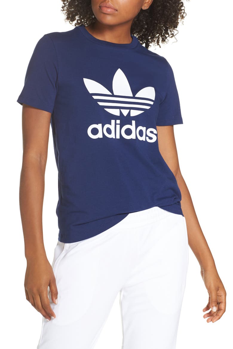 adidas Trefoil Tee, Main, color, DARK BLUE