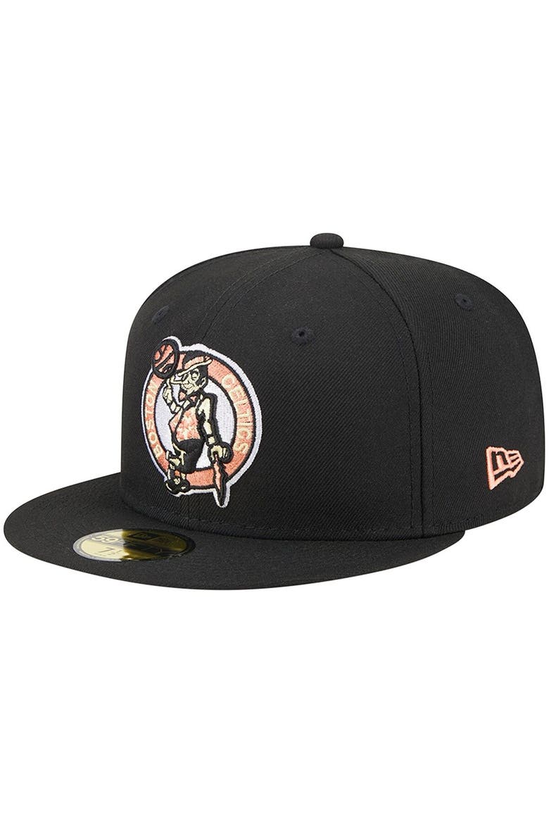 Men's New Era Black Boston Celtics Floral Side 59FIFTY Fitted Hat, Alternate, color, Black