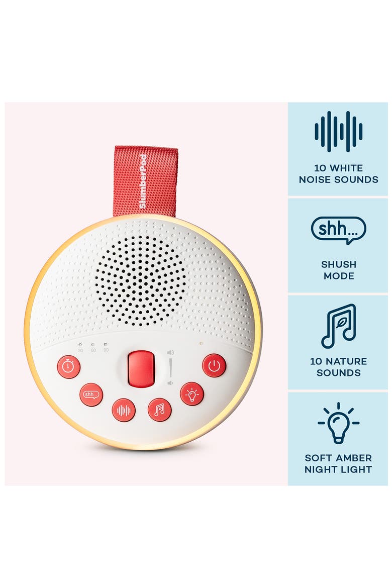SlumberCalm Portable Sound & White Noise Machine, Alternate, color, WHITE/RED