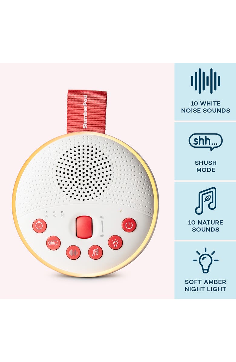 SlumberPod SlumberCalm Portable Sound & White Noise Machine, Alternate, color, White/Red