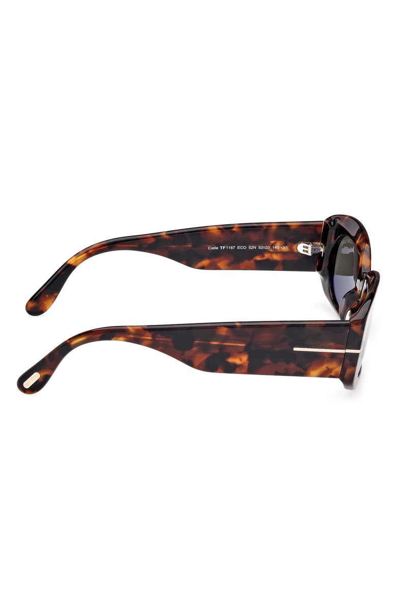 TOM FORD Cielle 52mm Oval Sunglasses, Alternate, color, Dark Havana Eco / T Logo