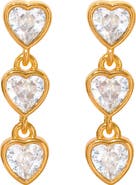 Girls Crew Falling Hearts Cubic Zirconia Dangle Earrings