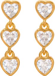 Girls Crew Falling Hearts Cubic Zirconia Dangle Earrings
