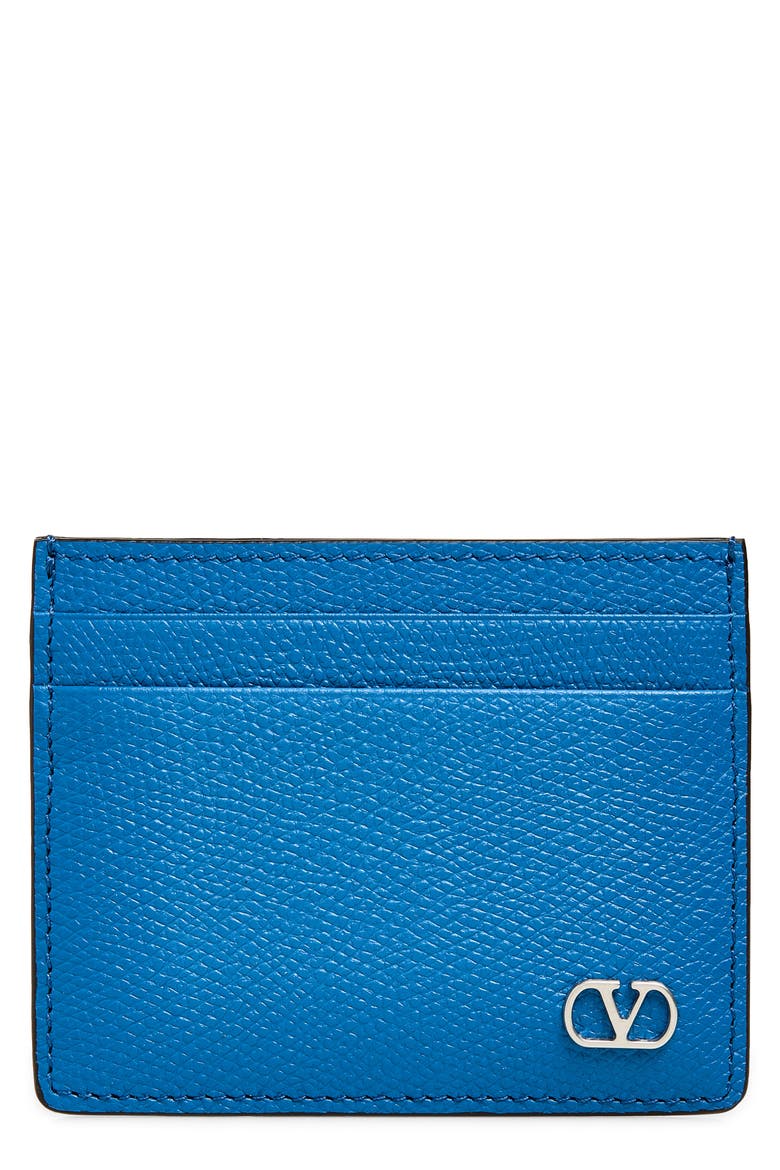 VLOGO Signature Leather Card Case, Main, color, MARINE