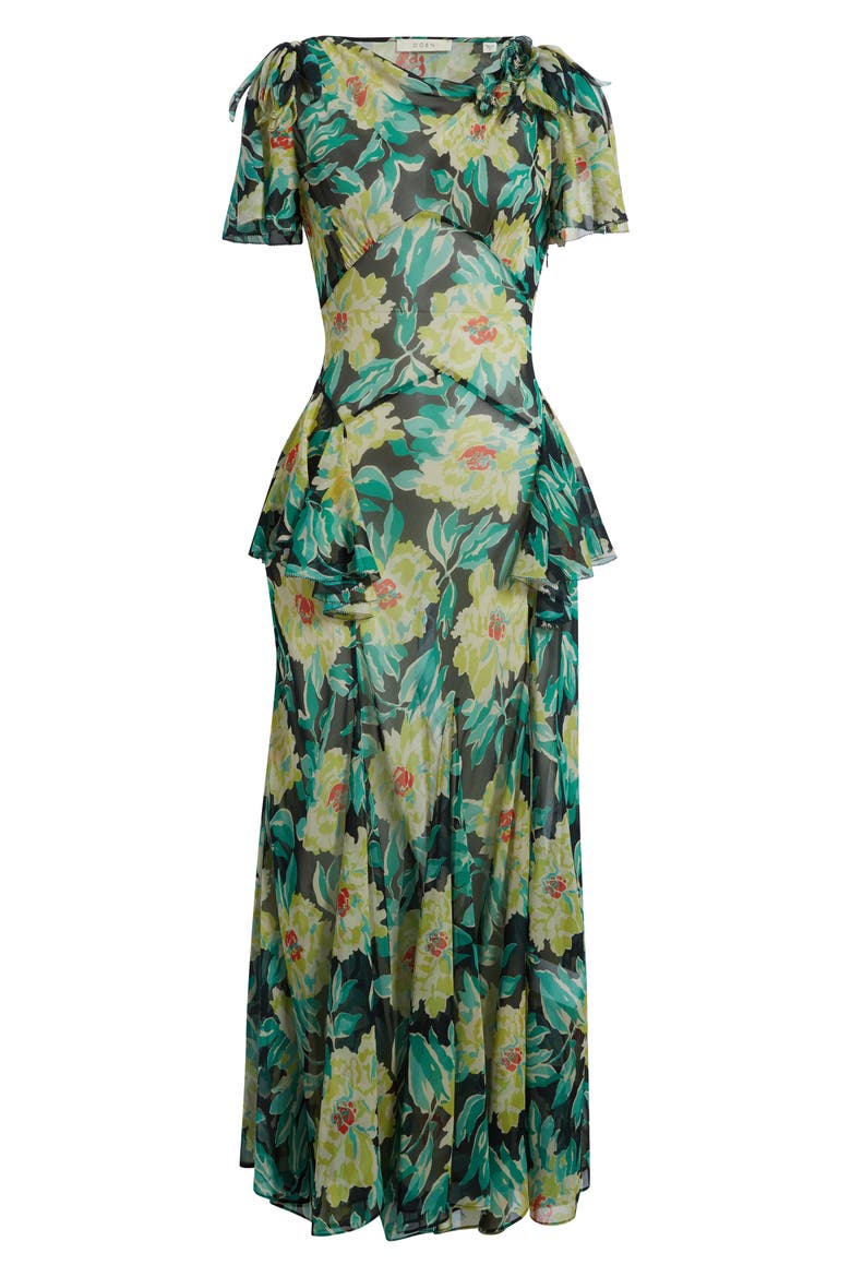 Hesperia Silk Maxi Dress, Alternate, color, HANBURY GARDEN