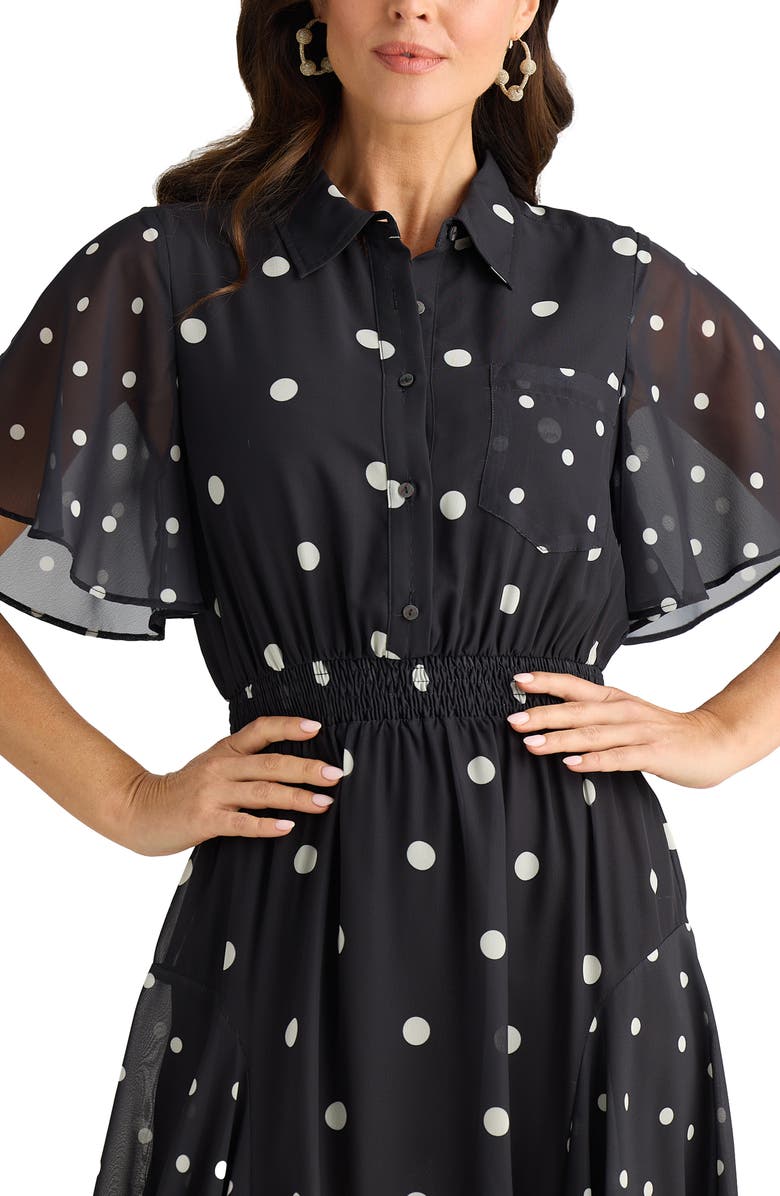 Brave+True Bella Polka Dot Short Sleeve Dress, Alternate, color, Black/ White Spot