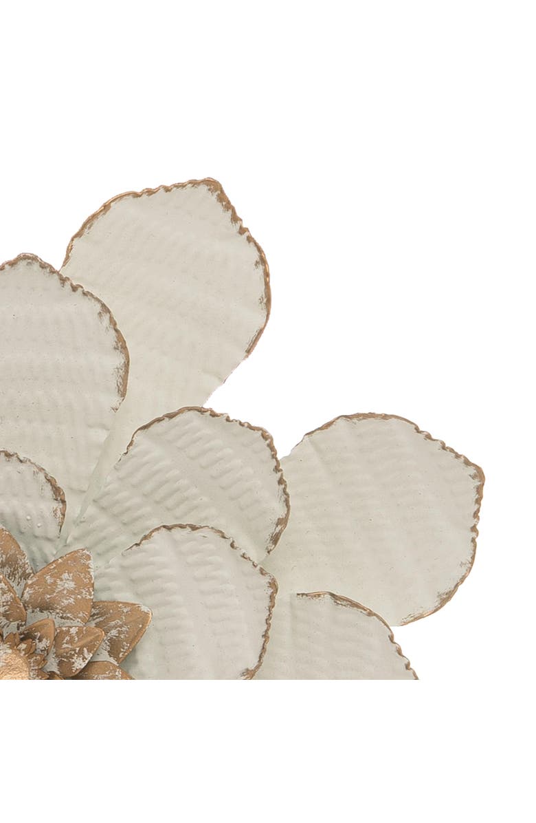 Foreside Home and Garden 8.75 x 8.75 inch White Metal Layered Flower Wall Décor, Alternate, color, White