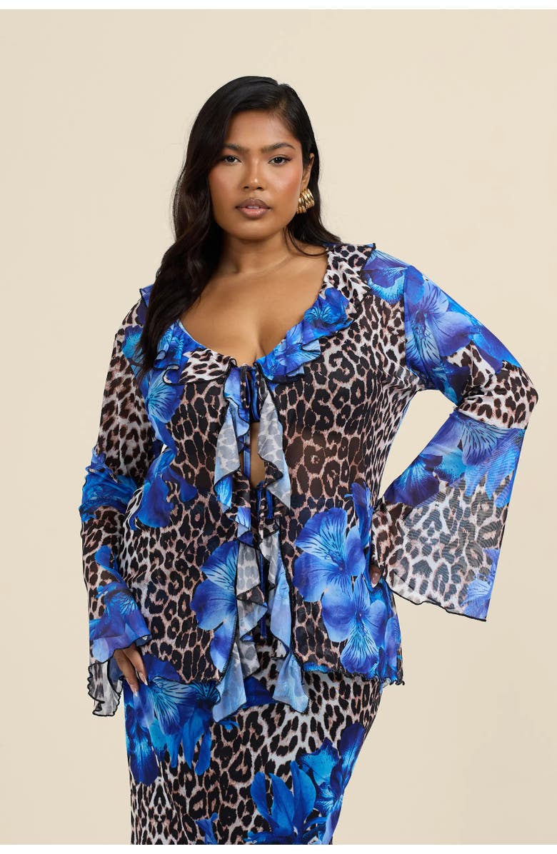 FASHION-SZN CURVE Leopard Print Floral Maxi Dress, Main, color, 