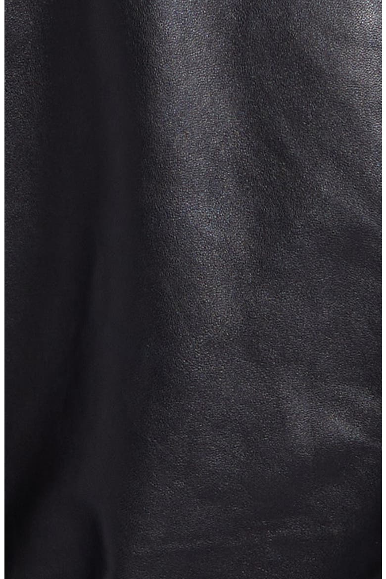 Logo Plaque Leather Hooded Blouson Jacket, Alternate, color, BLACK
