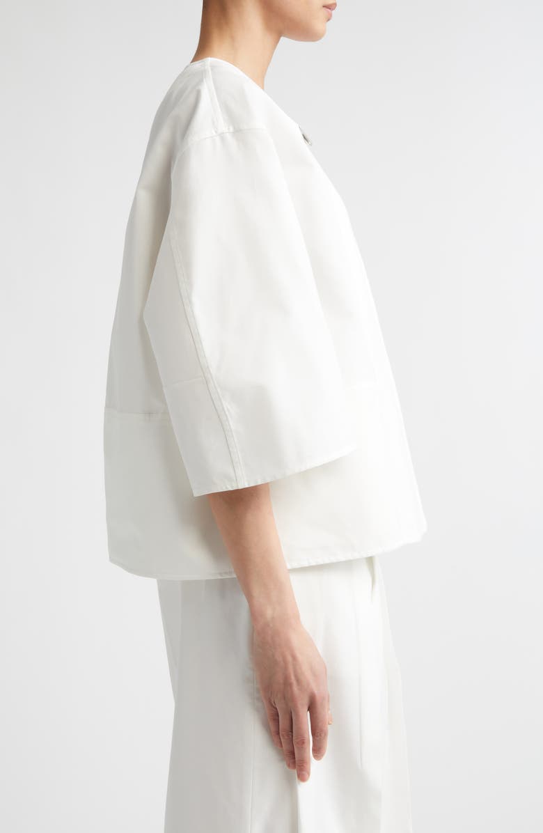 Jil Sander Darted Sleeve Cotton & Silk Poplin Zip Jacket, Alternate, color, Latte