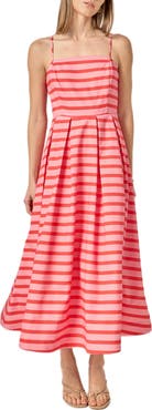 English Factory Stripe Sleeveless Maxi Dress