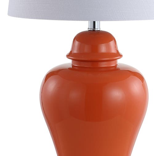 Jonathan Y Winnie Ceramic Urn Led Table Lamp - Set Of 2 In Orange
