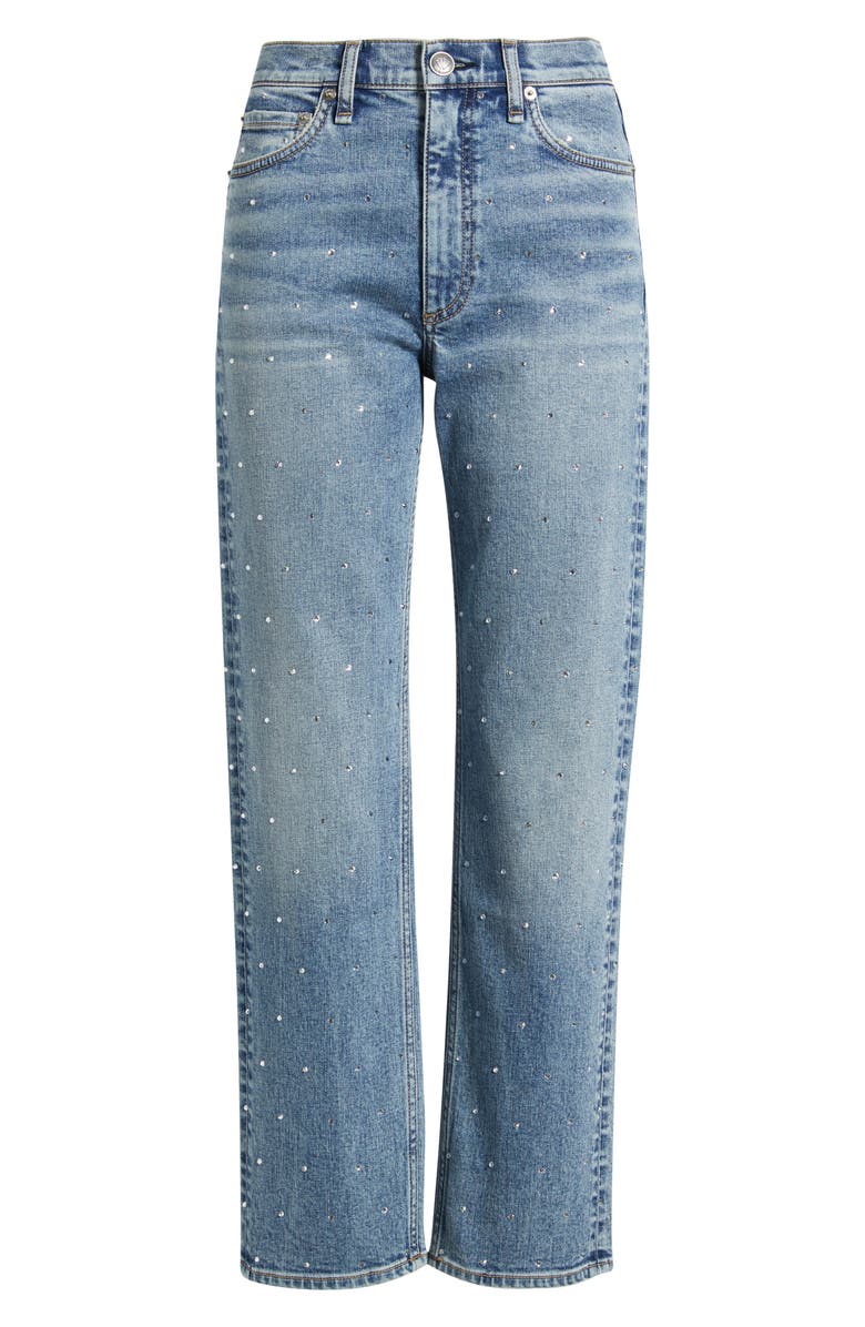 rag & bone/JEAN Harlow Rhinestone Detail High Waist Straight Leg Ankle Jeans, Alternate, color, Orianjewel