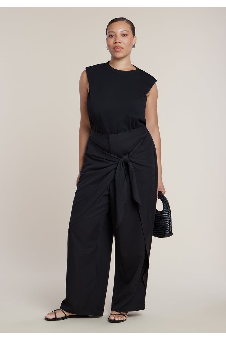Wrap Detail Trouser, Main, color, BLACK ONYX