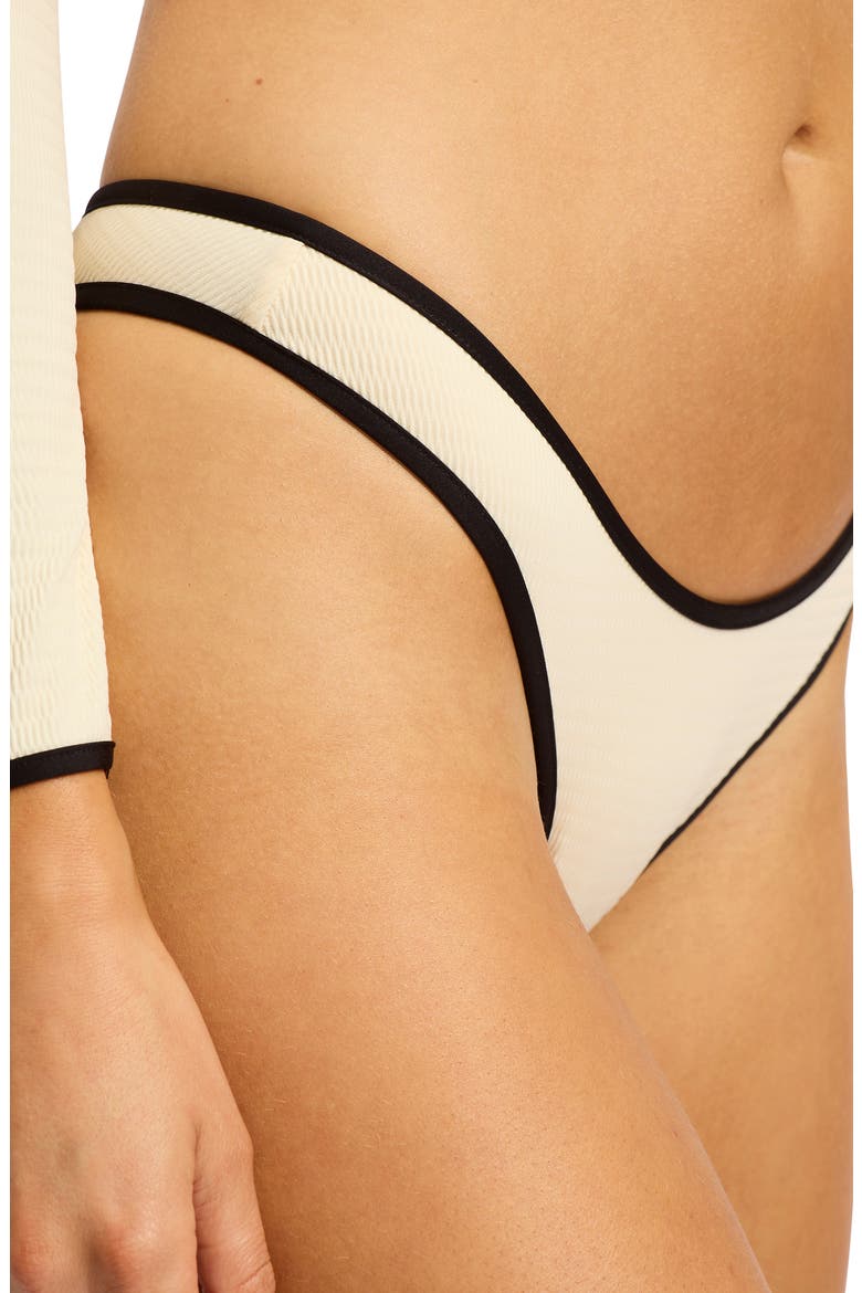 Scoop High Cut Colorblock Bikini Bottoms, Alternate, color, ECRU