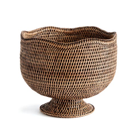 Burma Rattan Footed Cachepot Planter