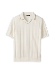 Paul Fredrick Cotton Crochet V-neck Polo