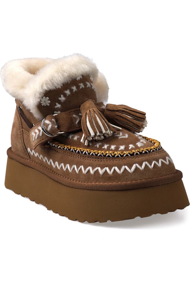 ZIGI Mindey Faux Fur Tassel Bootie, Main, color, Tan Suede