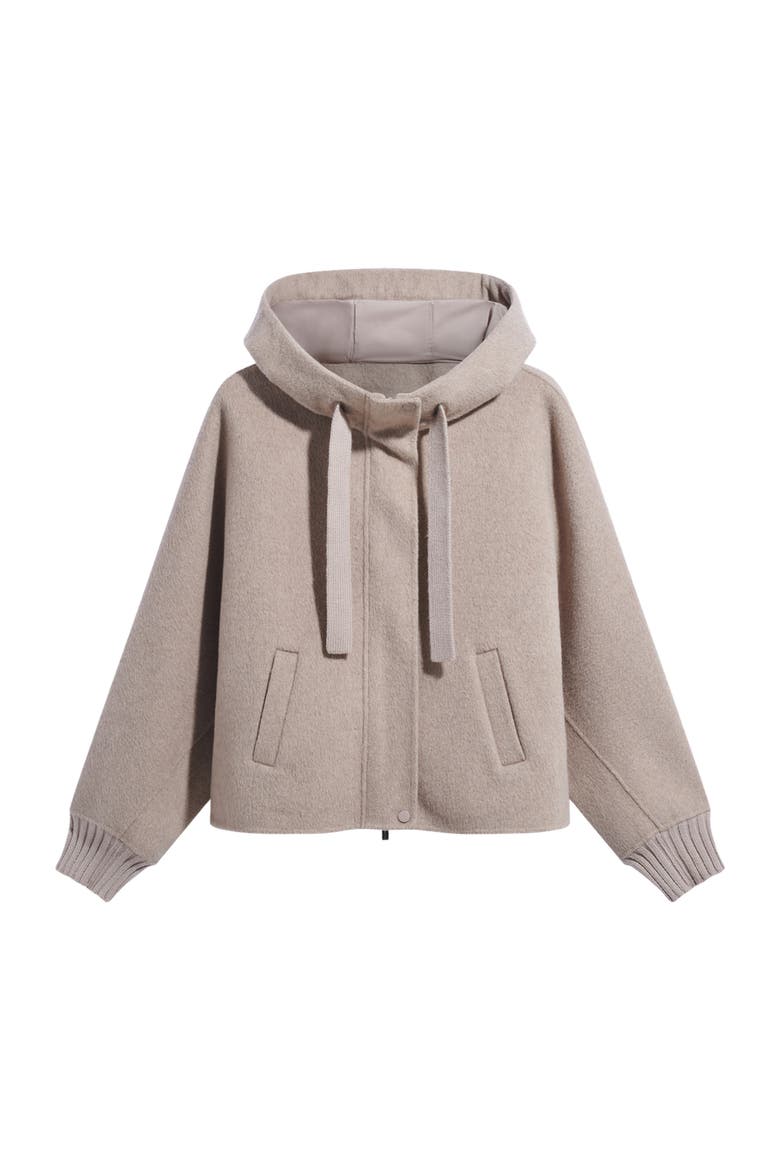 Sculptural Hooded Box Jacket, Alternate, color, Sand