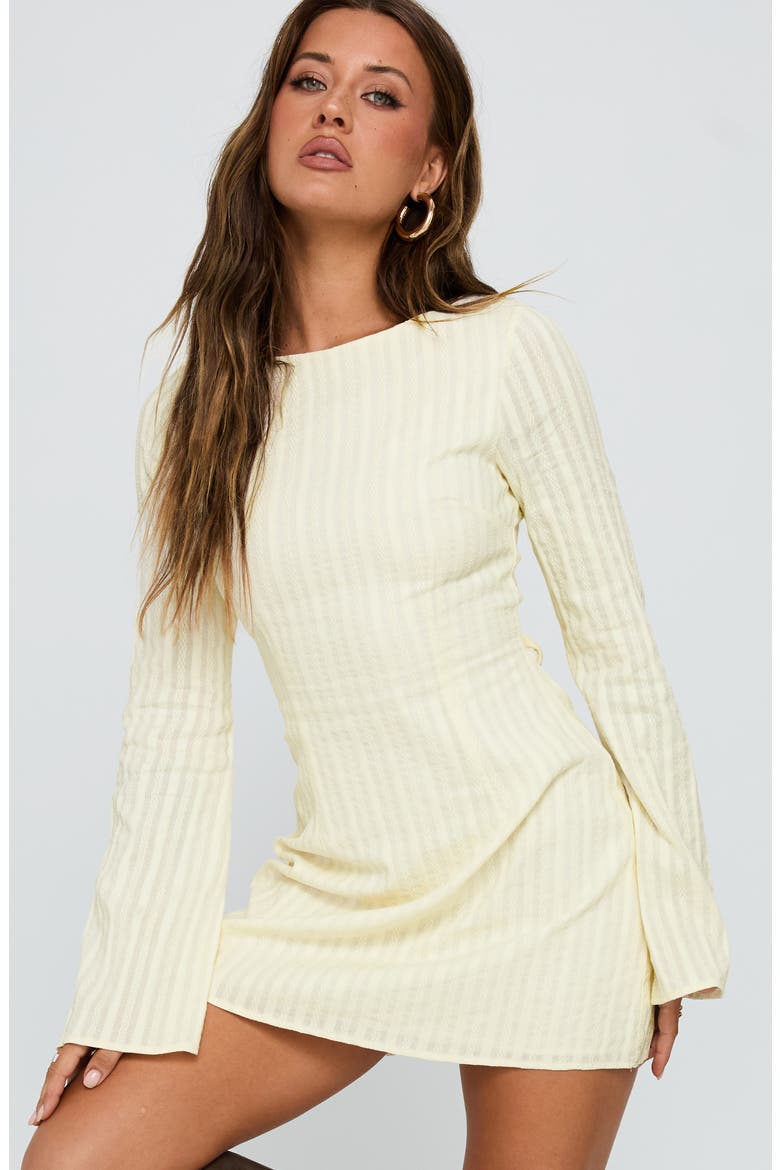 Alfalfa Tonal Stripe Long Sleeve Minidress, Alternate, color, CREAM