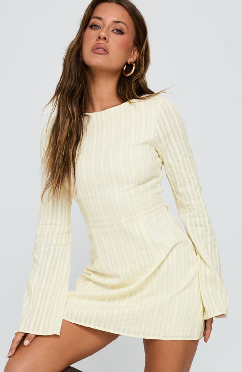 Princess Polly Alfalfa Tonal Stripe Long Sleeve Minidress In White