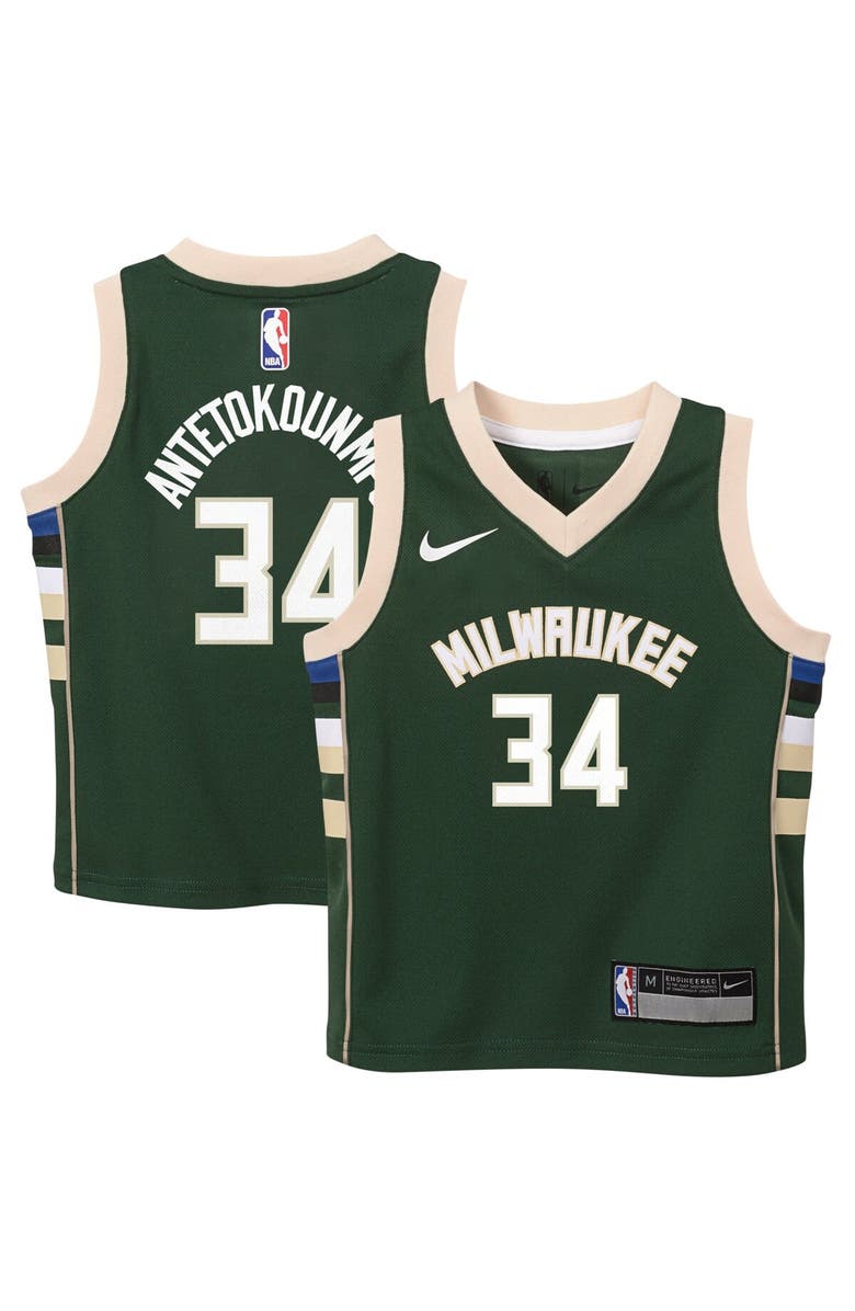 Nike Preschool Nike Giannis Antetokounmpo Hunter Green Milwaukee Bucks Swingman Player Jersey - Icon Edition, Main, color, Hunter Green
