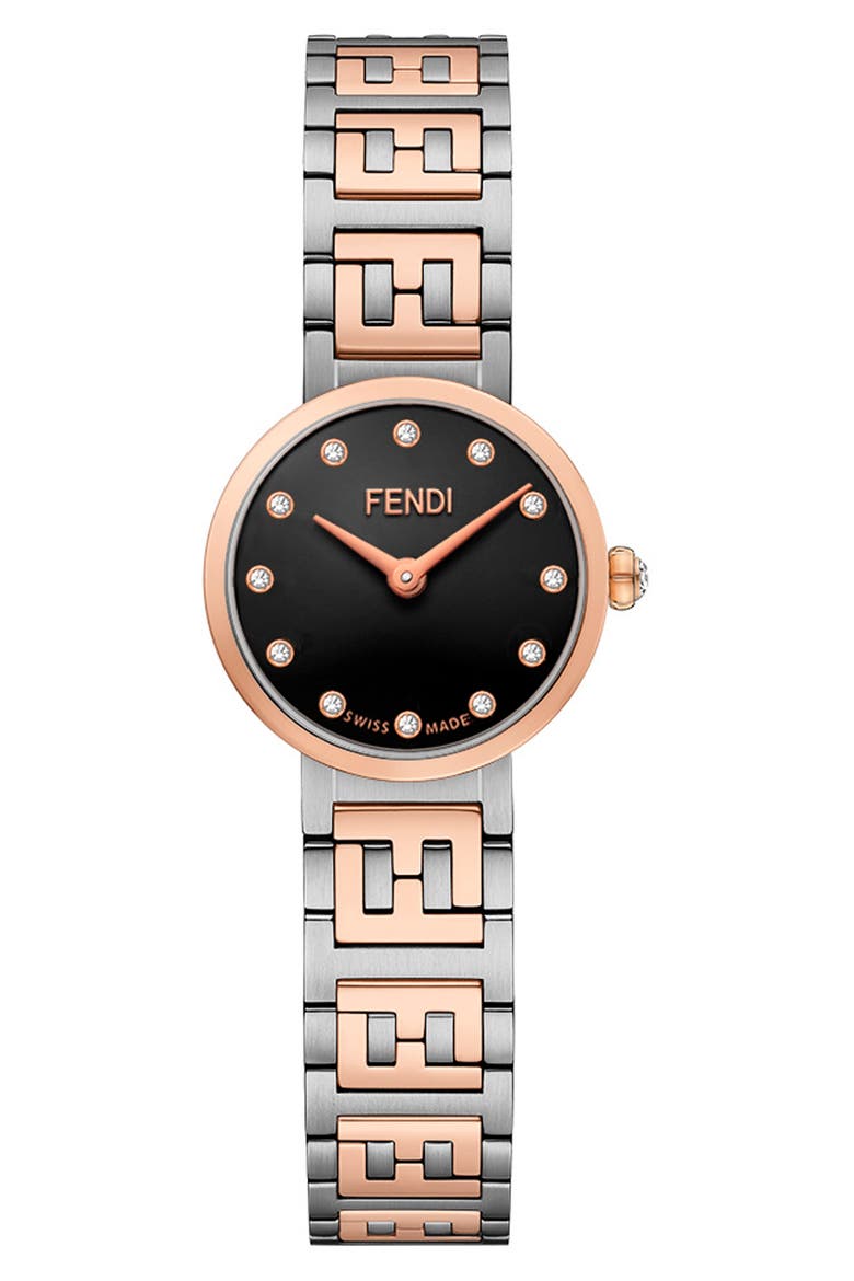 Forever Fendi Sunray Two-Tone Diamond Bracelet Watch, 19mm, Main, color, TWO TONE