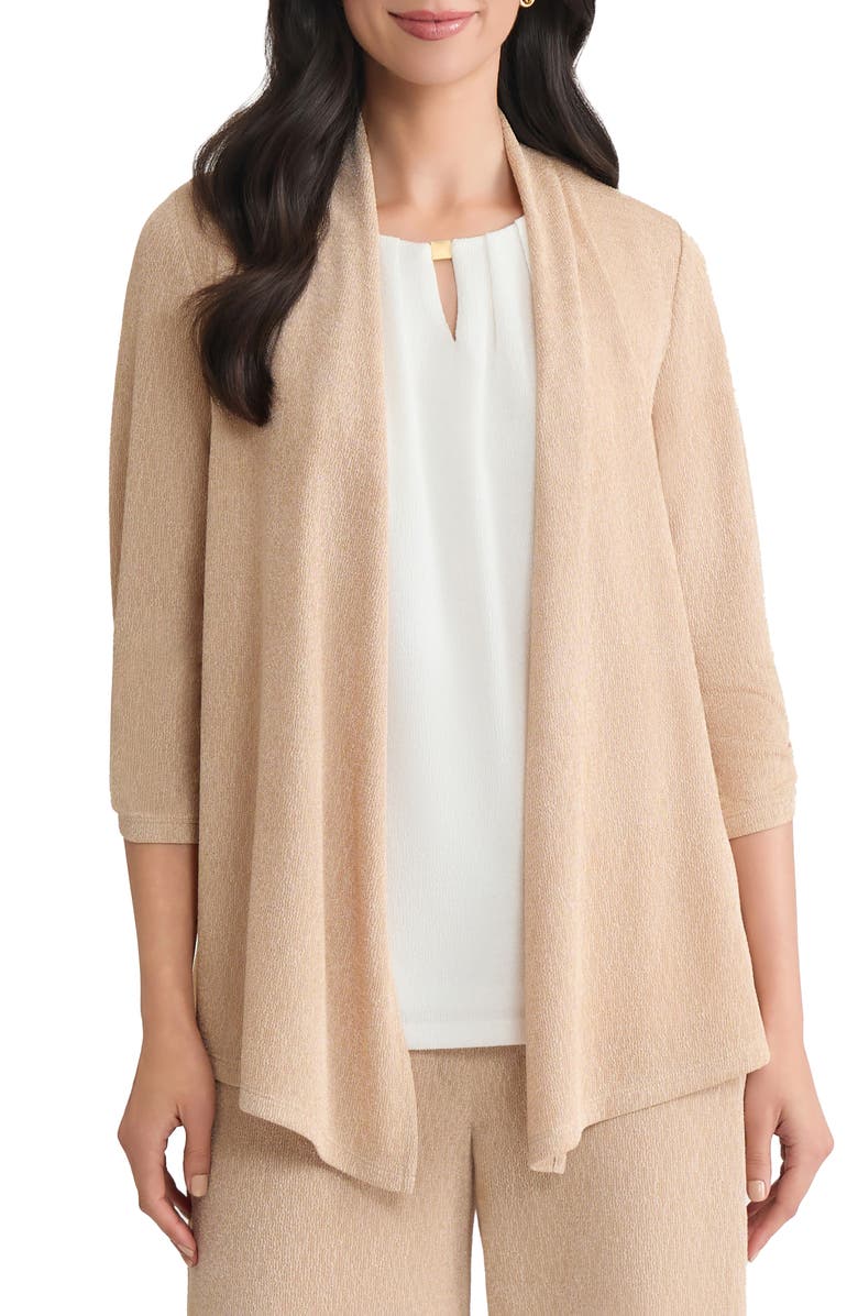 KASPER Cozy Three-Quarter Sleeve Cardigan, Main, color, 